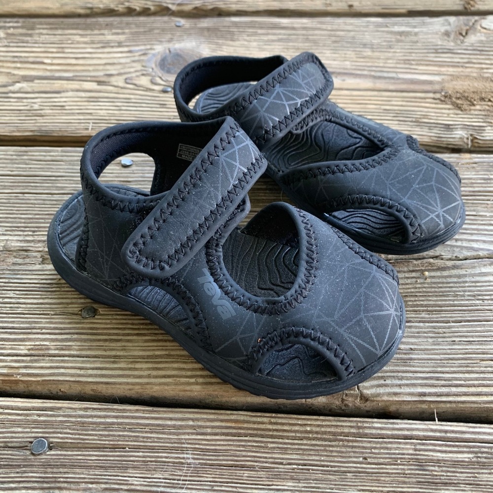 Teva Tidepool CT Water Sandals Baby Toddler Size 5 Black Geometric Closed Toe
